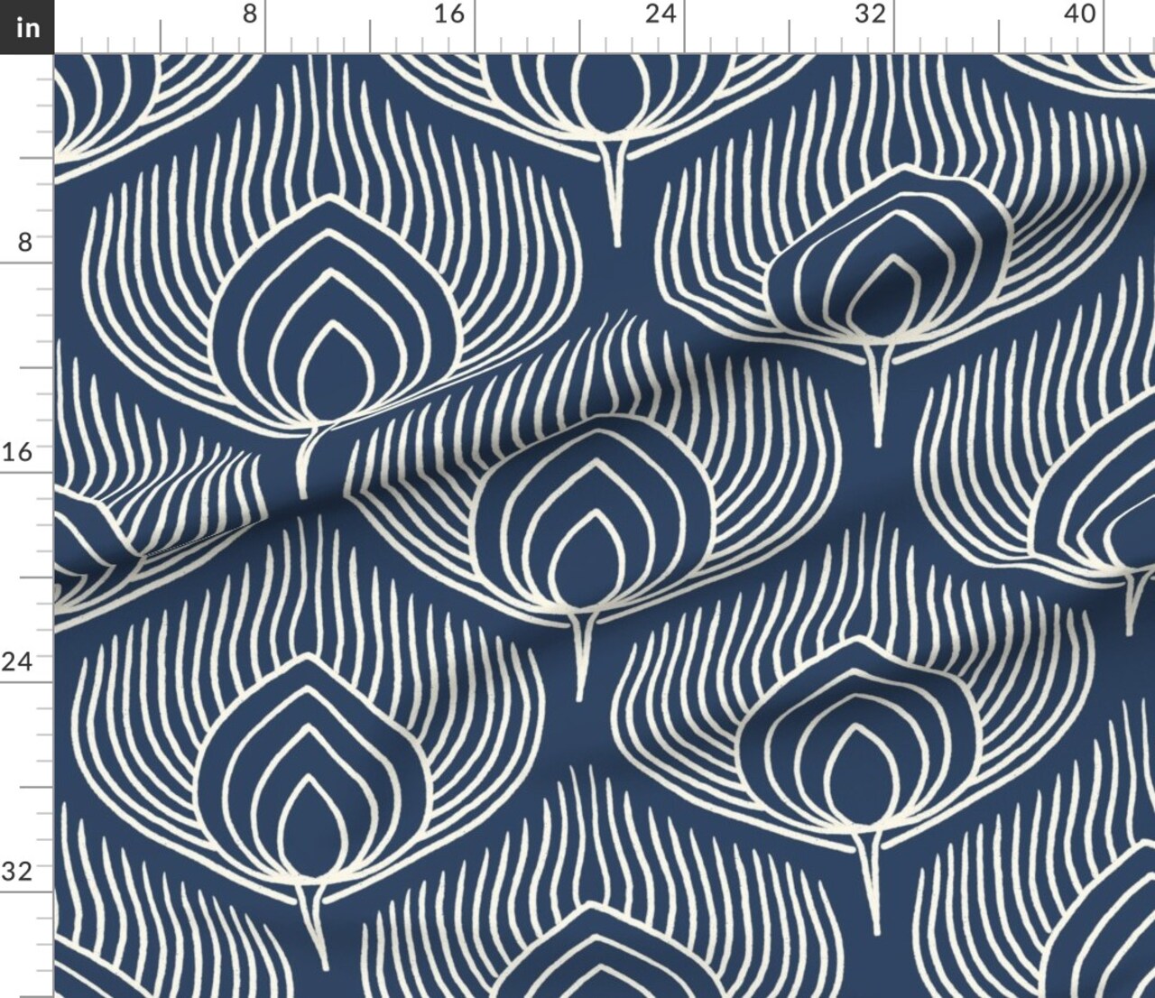 Bird Peacock Abstract Feathers Animal Print Exotic Line Art Custom Printed Fabric by Spoonflower Various Fabrics by the Yard or Fat Quarter